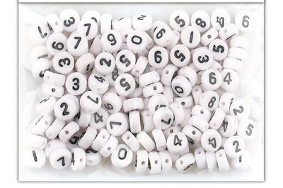 Number Beads White 7mm 20g