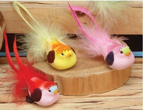 Mushroom Feather Birds 4" 12 Pcs/box