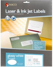 2" Glossy White  Labels 12 per sheet 10/sht.