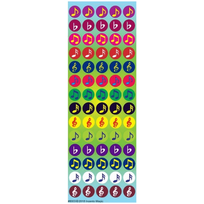 Musical notes stickers 0.5" 6 sheets