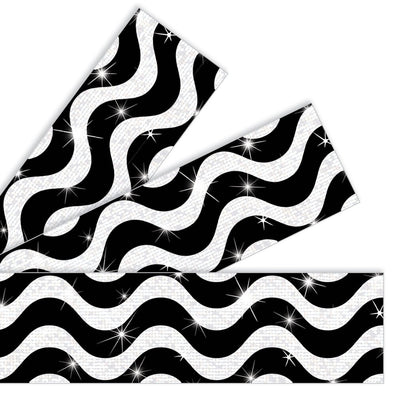 Wavy Black Sparkle Borders 2 3/4in x 32 1/2ft 12/pk (Discontinued)