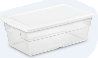 Clear Storage Container With White Cover 13.5 x 8 x 4.5 6qt (shoe box)