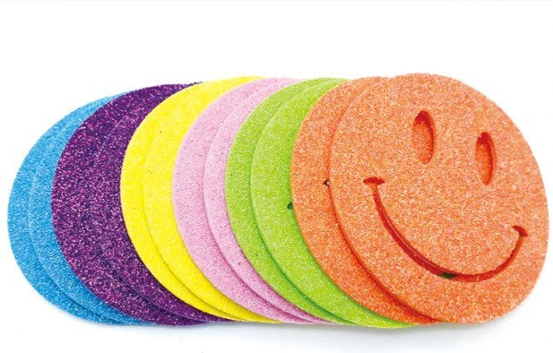 Smile Face Adhesive Glitter Foam Shape 3" 12/pk