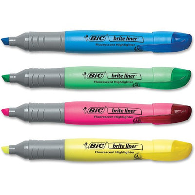 Bic brite flourescent highlighters assorted 4/pk
