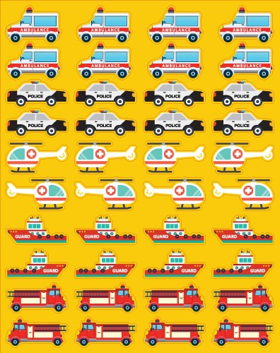 Emergency Vehicle Stickers 6/sheets