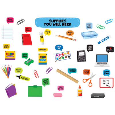 School Supplies Bulletin Board 45/pcs