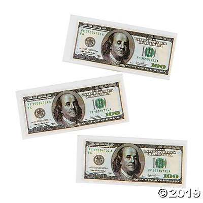 $100 Bill Erasers - 12 Pc.