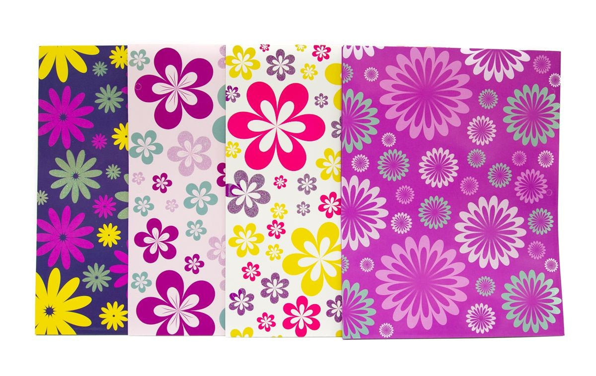 Two Pocket Folders Flowers Glitter