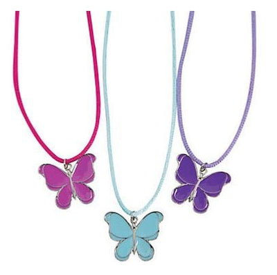 Metal Butterfly Necklaces 12/pk