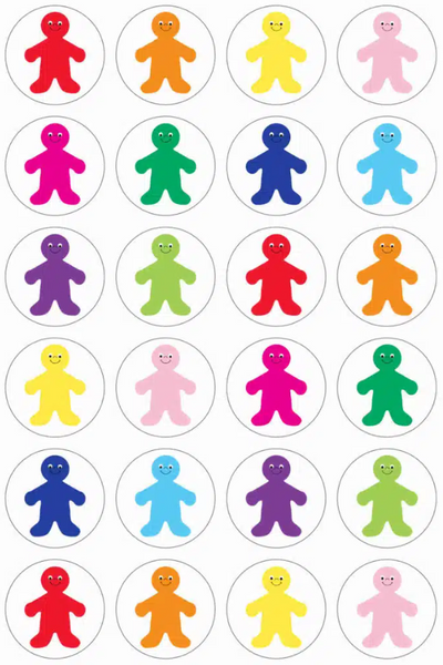 Rainbow People Stickers 1" (3 Sheets)