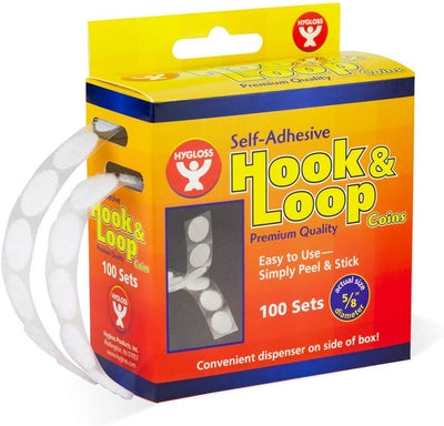 Adhesive Hook & Loop Velcro 5/8" Coins, 100 sets