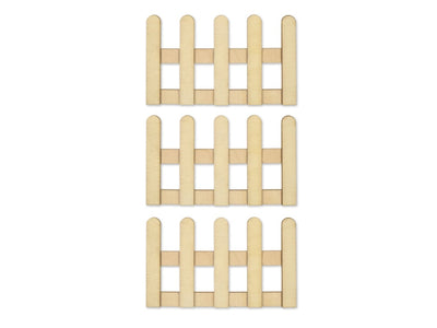 Wooden Picket Fence 6 x 10cm 3/pk