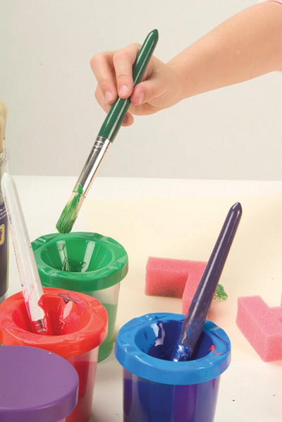 No-Spill Round Paint Cups with Colored Lids, 3" 10 Cups