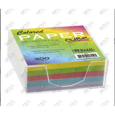 75mm X 75mm 300 Ct. Color Paper Cube w/ Tray