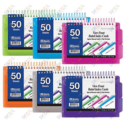 View Poly Spiral Bound 3" x 5" Ruled White Index Card
