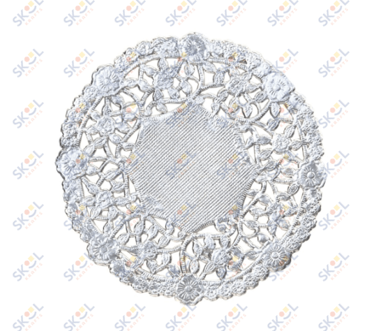 Round Paper Lace Doilies Silver  (4", 12/pk)