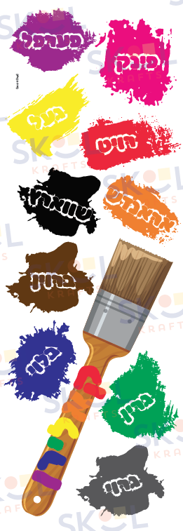 Color Paint Splatters centerpiece Laminated (Yiddish)
