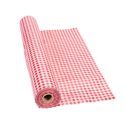 Red Gingham Plastic Tablecloth Roll 40" x 100"