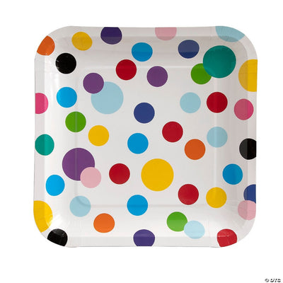 Colorful Polka Dot Paper Dinner Plates 9" 8/pk