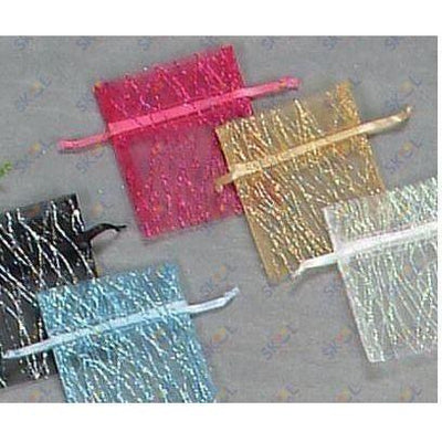 3x4" Sparkle Stripe Organza Pouch 12/pk Black