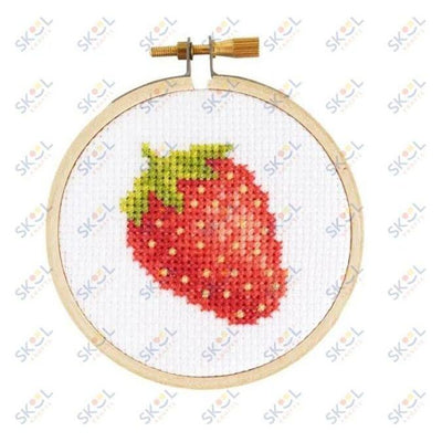 Strawberry DIY Mini Cross Stitch Kit 3"