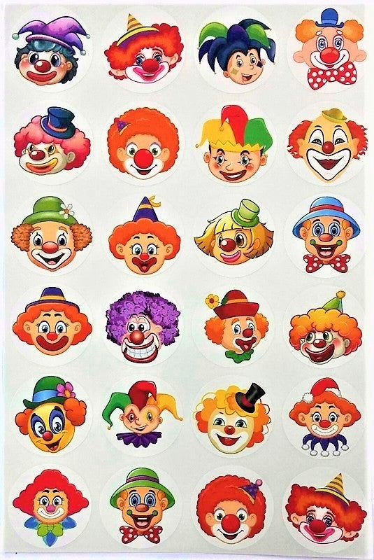 Clown Stickers 1" 10 sheets
