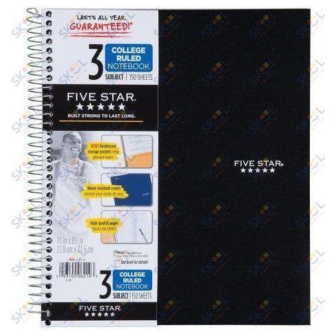 Five Star 3 Subject Spiral Colleged Ruled
