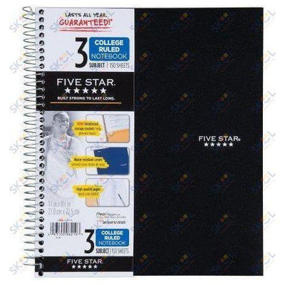 Five Star 3 Subject Spiral Colleged Ruled