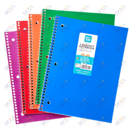 1-Subject Notebook, Poly Cover Wide Ruled, 80 Sheets, 10.5" x 8"