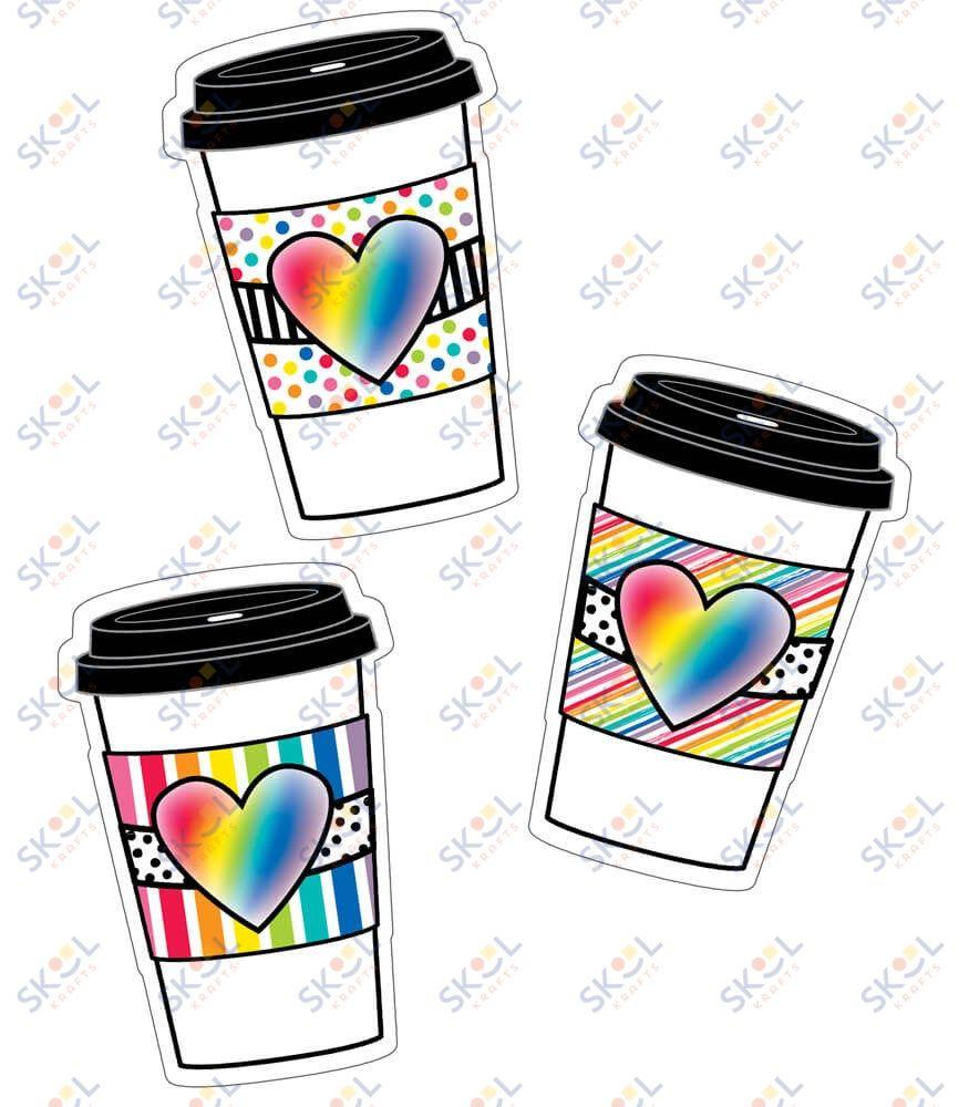 Coffee Cup Rainbow Cutouts