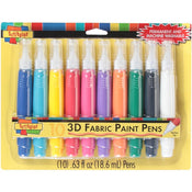 Scribbles 3D Fabric Paint Pens 10/Pkg-Assorted