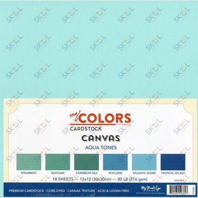 My Colors Canvas Cardstock Bundle 12"X12" 18/Pkg Aqua Tones