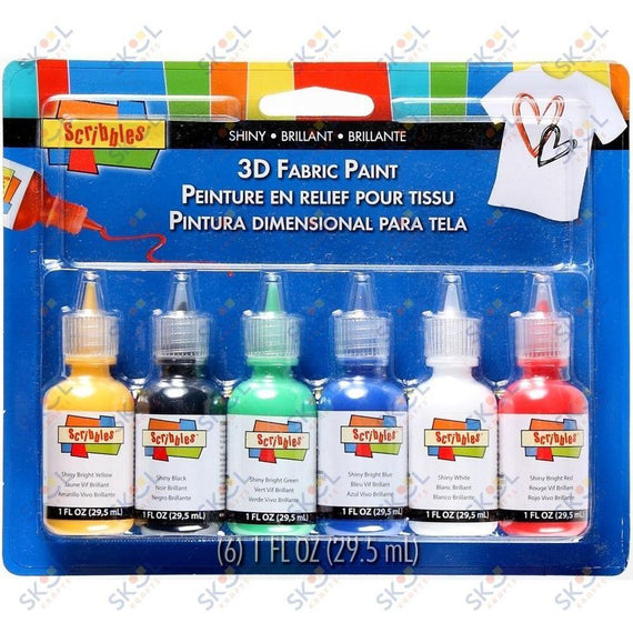 Scribbles 3D Fabric Paints 1oz 6/Pkg Shiny