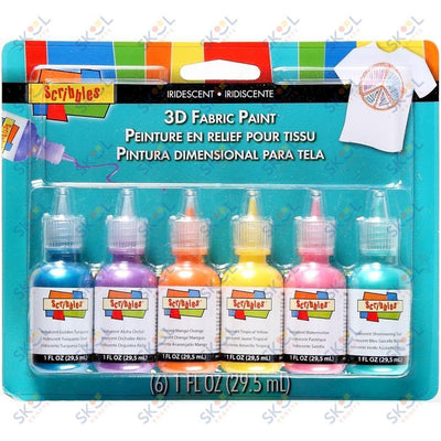 Scribbles 3D Fabric Paints 1oz 6/Pkg Iridescent