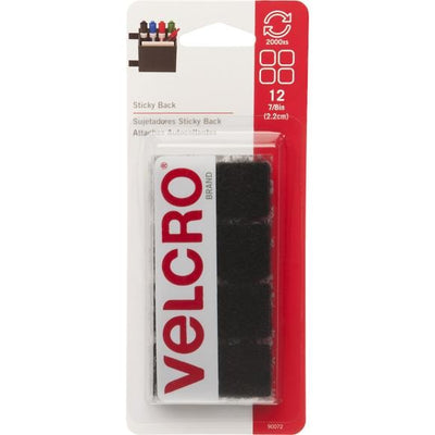 Velcro Square Black 3/4" 12/pk