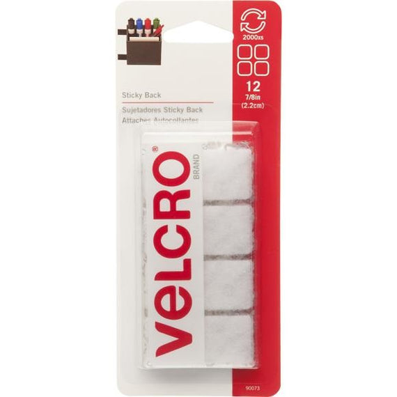 Velcro Square White 3/4" 12 Sets