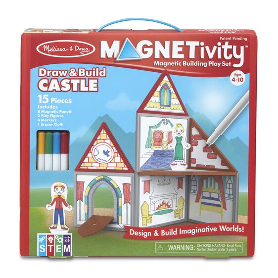 Magnetic Building Play Set - Draw & Build Castle