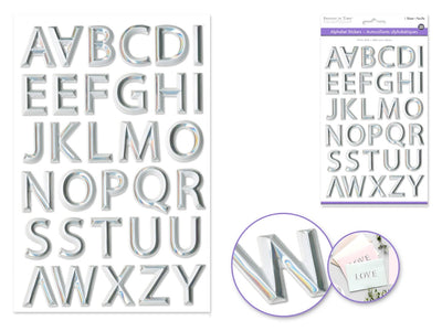 Paper 3D Alphabet stickers (White w/Silver Foil)
