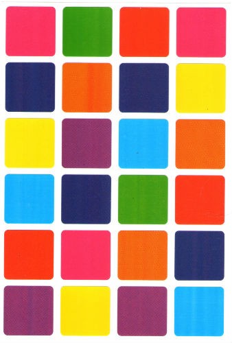 Multi Colored Square Stickers 1" 25/sheets