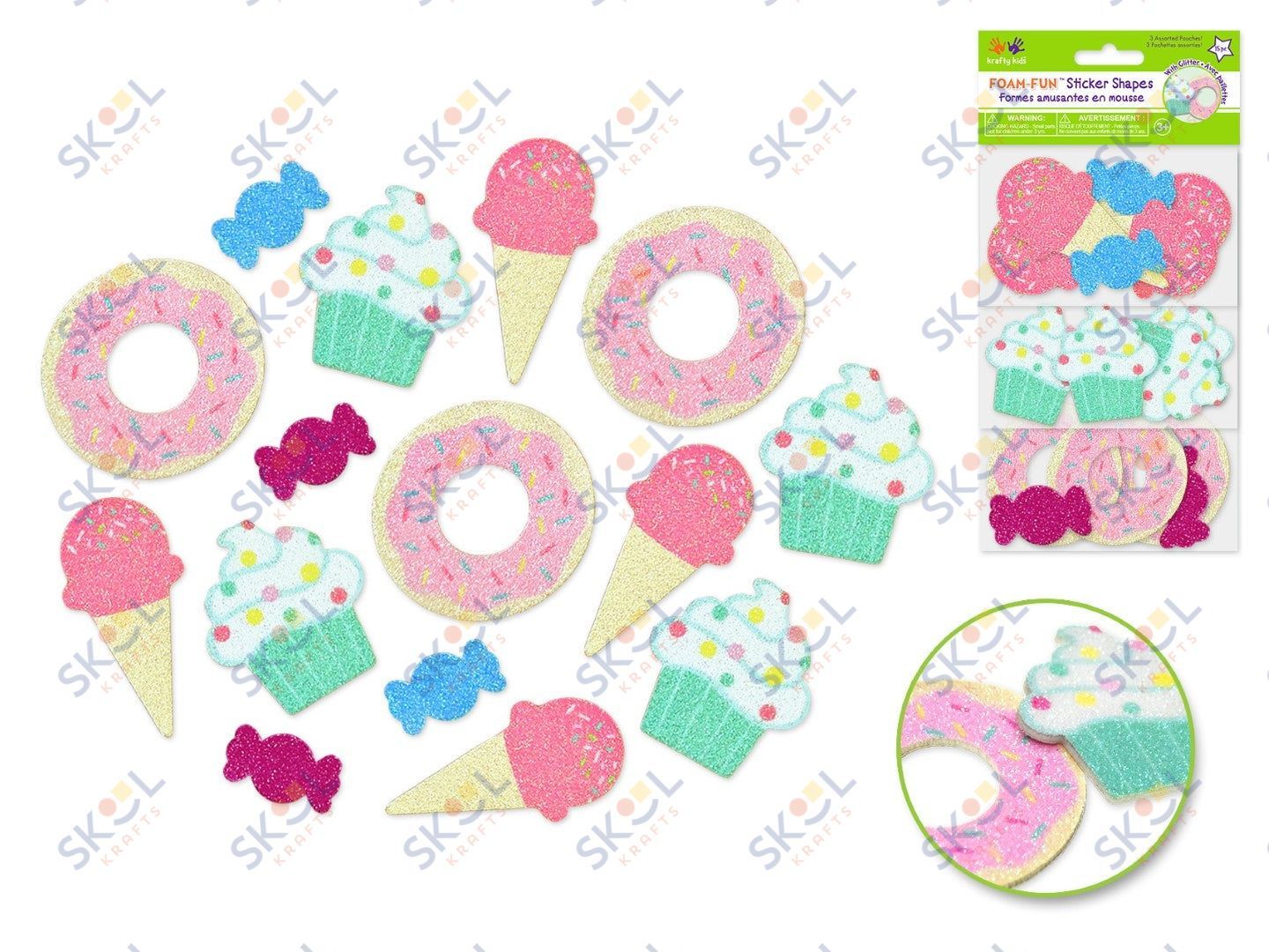 3D Foam-Fun Glitter Stickers Sweet Treats