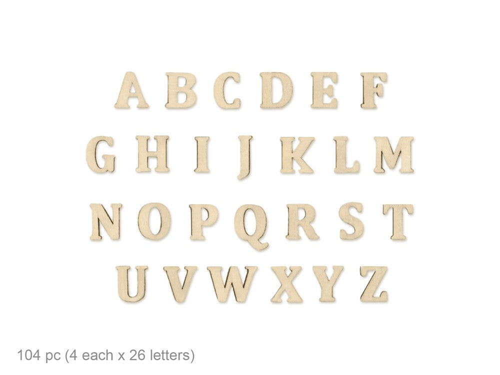 Mini Wooden Letters 104pcs (4ea - 26 letters) Natural