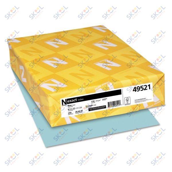 Neenah Paper Exact Index Card Stock, Smooth, 110lb, 8 1/2 x 11, Blue, 250 Sheets