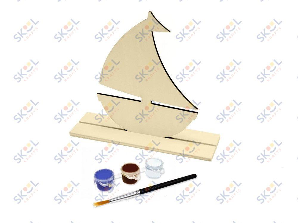 DIY Wood Stand-up Sailboat Painting Craft 1/pc 7"x6"