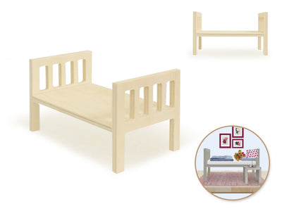 Mini Wooden Bed Frame 4.8"x2.7"x2.8"