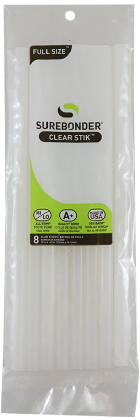 Clear Hot Glue Sticks For High & Low Temperatures, Full Size 10" - 8 Pack