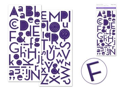 3D paper alphabet stickers (Gloss Puffy, Purple) 2 sheets
