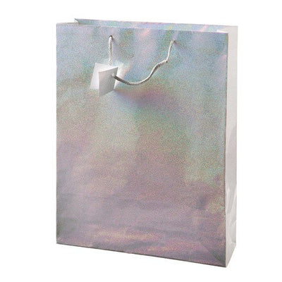 Gift Bag With Tag - Hologram Silver - 13 X 18"
