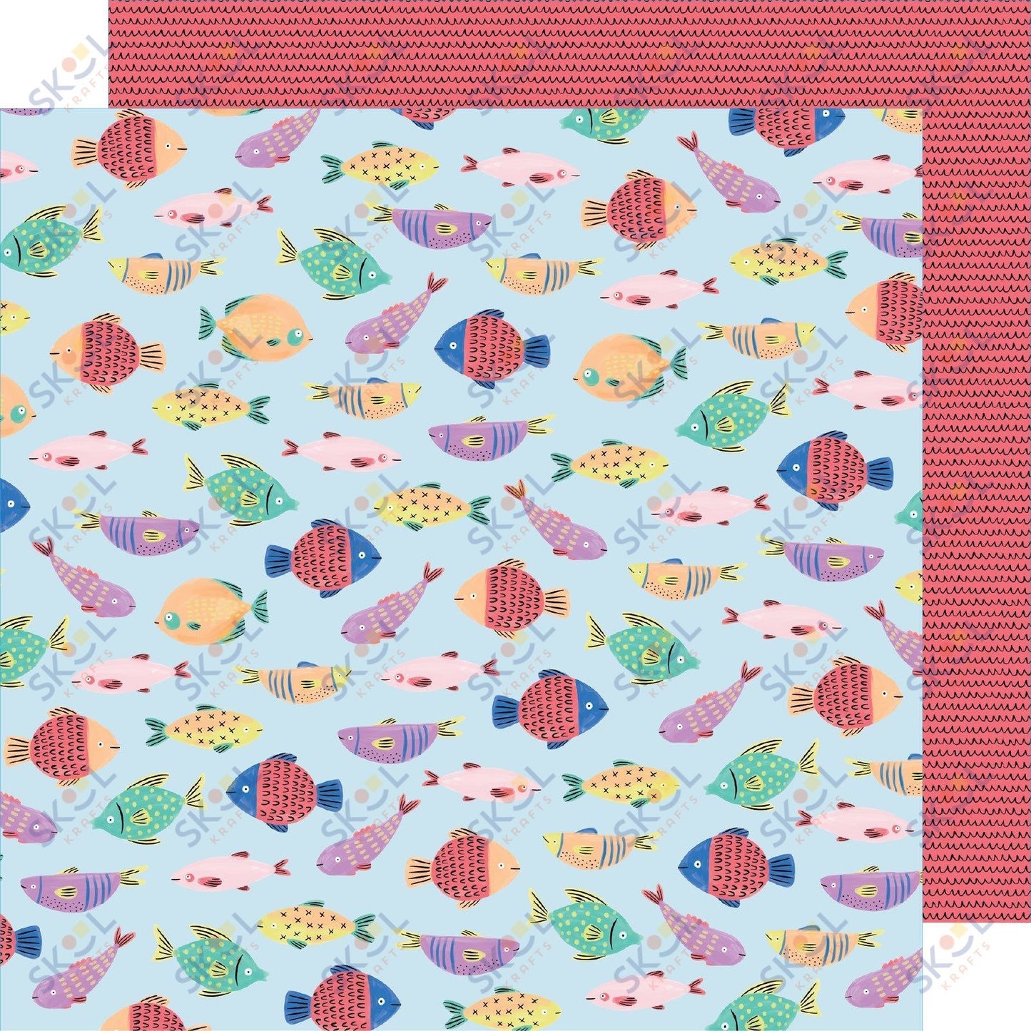 Patterned  Paper -Stay  Sweet - 12 X 12 - Fish Fun