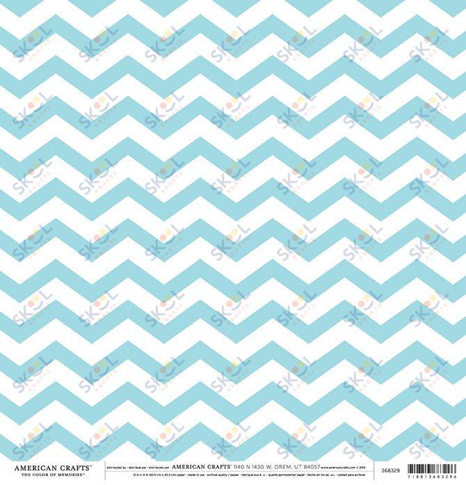 Open Stock -Patterned Paper - Double Sided - Sky Blue Chevron