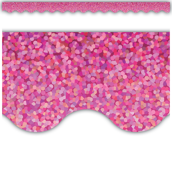Pink Sparkle Scalloped Border Trim 2 3/16” x 35” 12/pk